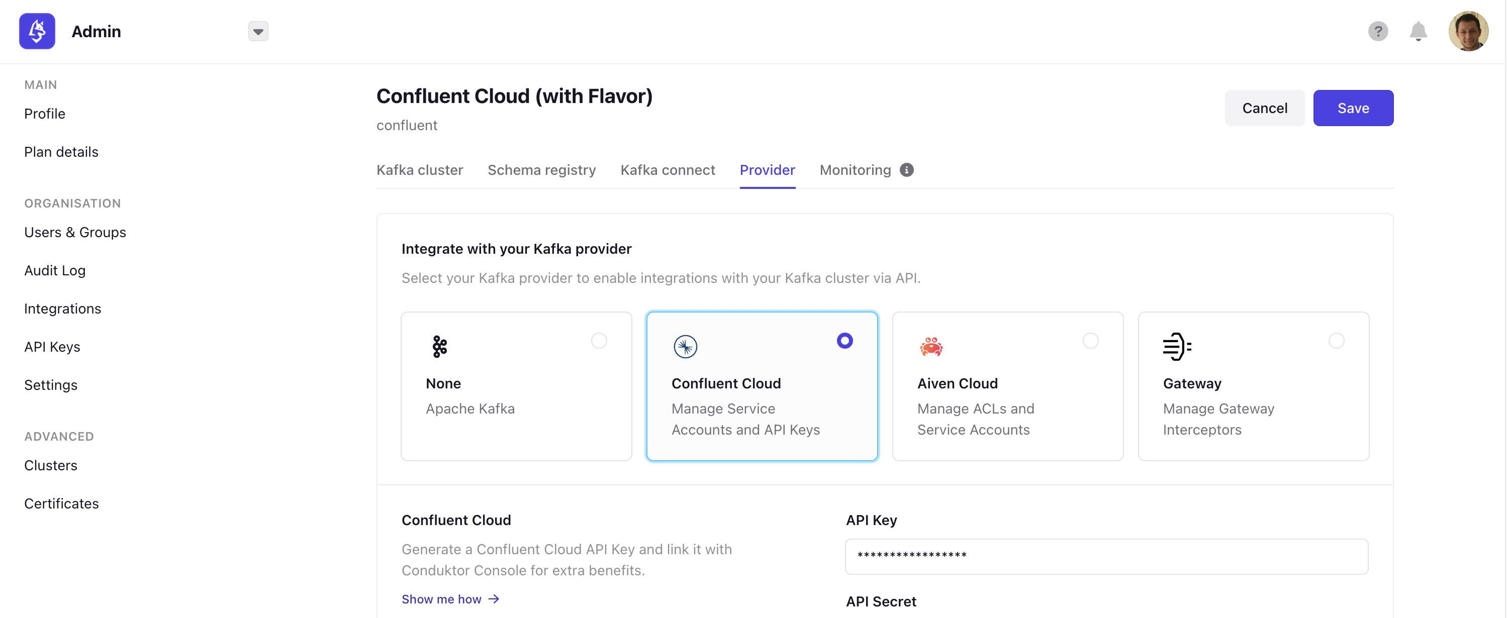 Confluent Service Account Admin